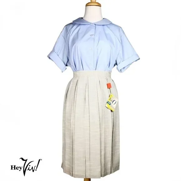 Vintage 50s Pleated Skirt w Paper Tags Metal Zipper Size Small W24-26" - Hey Viv - Picture 1 of 8